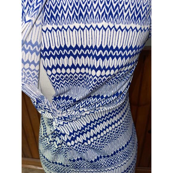 Womens Banana Republic Blue White Abstract Geometric Sleeveless Stretchy Dress S - Picture 6 of 9